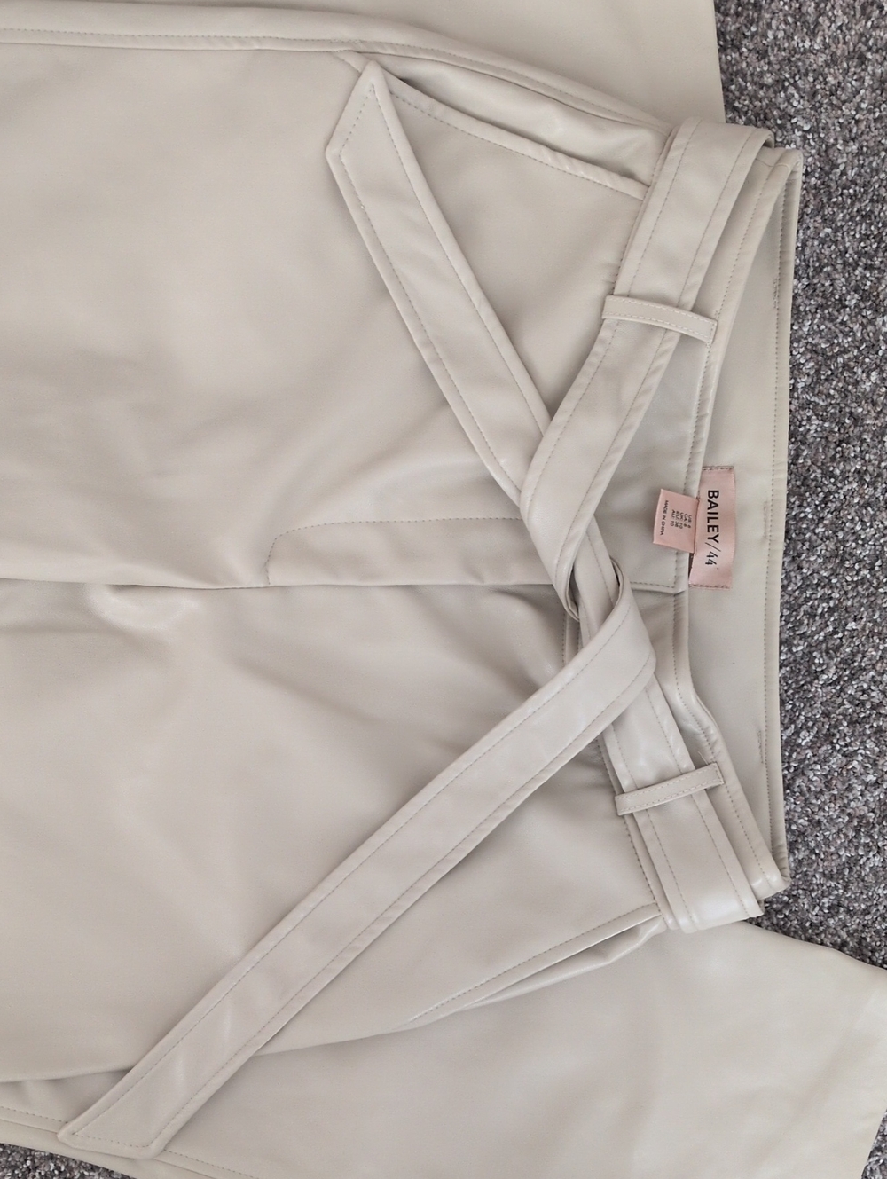 Bailey 44 Ivory Vegan Leather Belted Pants
